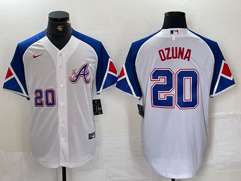 Men Atlanta Braves #20 Ozuna White City Edition 2024 Nike MLB Jersey style 1->new york mets->MLB Jersey